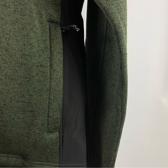 GERRY Mens Large Heavy Knit Fleece Zip Jacket Olive Green Outdoor Hiking Camping - Picture 3 of 7